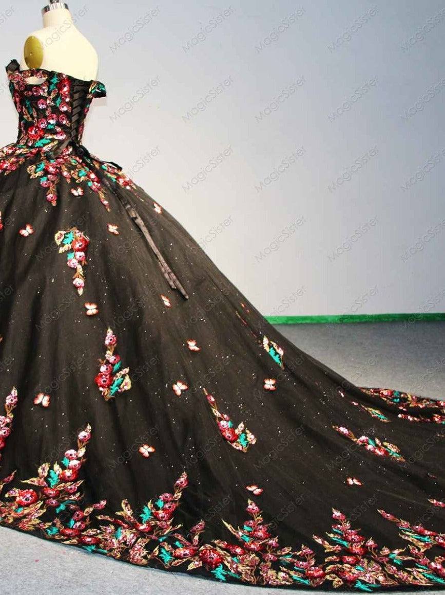 Lace Floral Regalia Quinceanera Ball Gown
