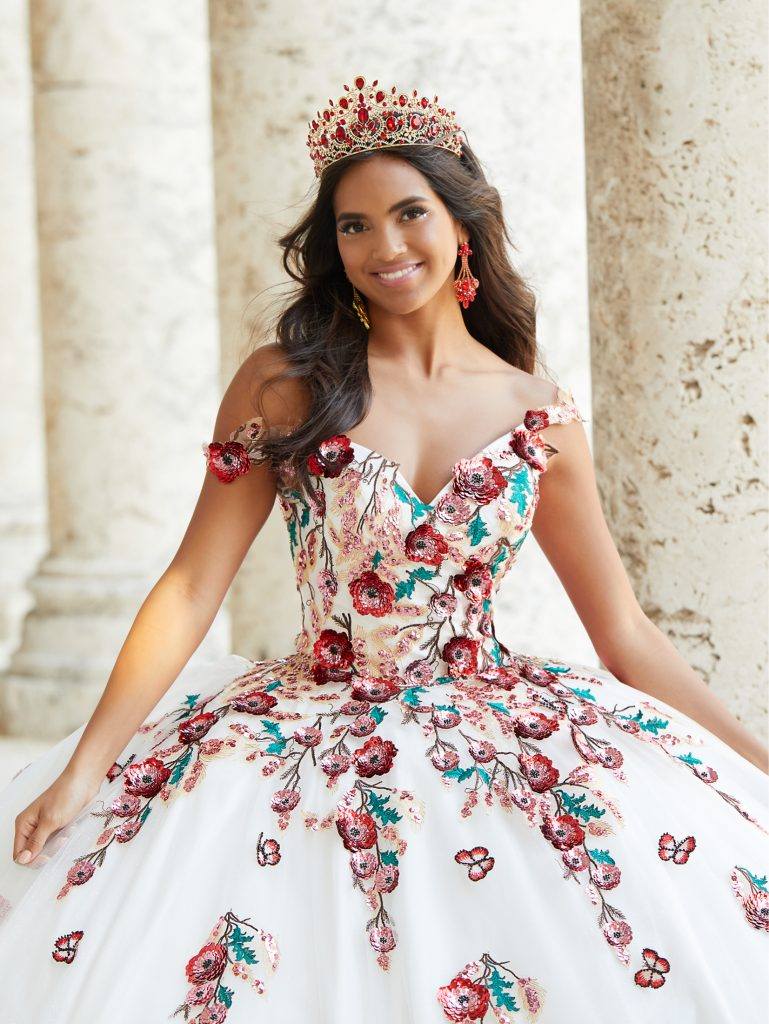 Lace Floral Regalia Quinceanera Ball Gown