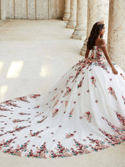 Lace Floral Regalia Quinceanera Ball Gown