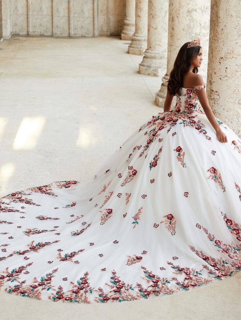 Lace Floral Regalia Quinceanera Ball Gown
