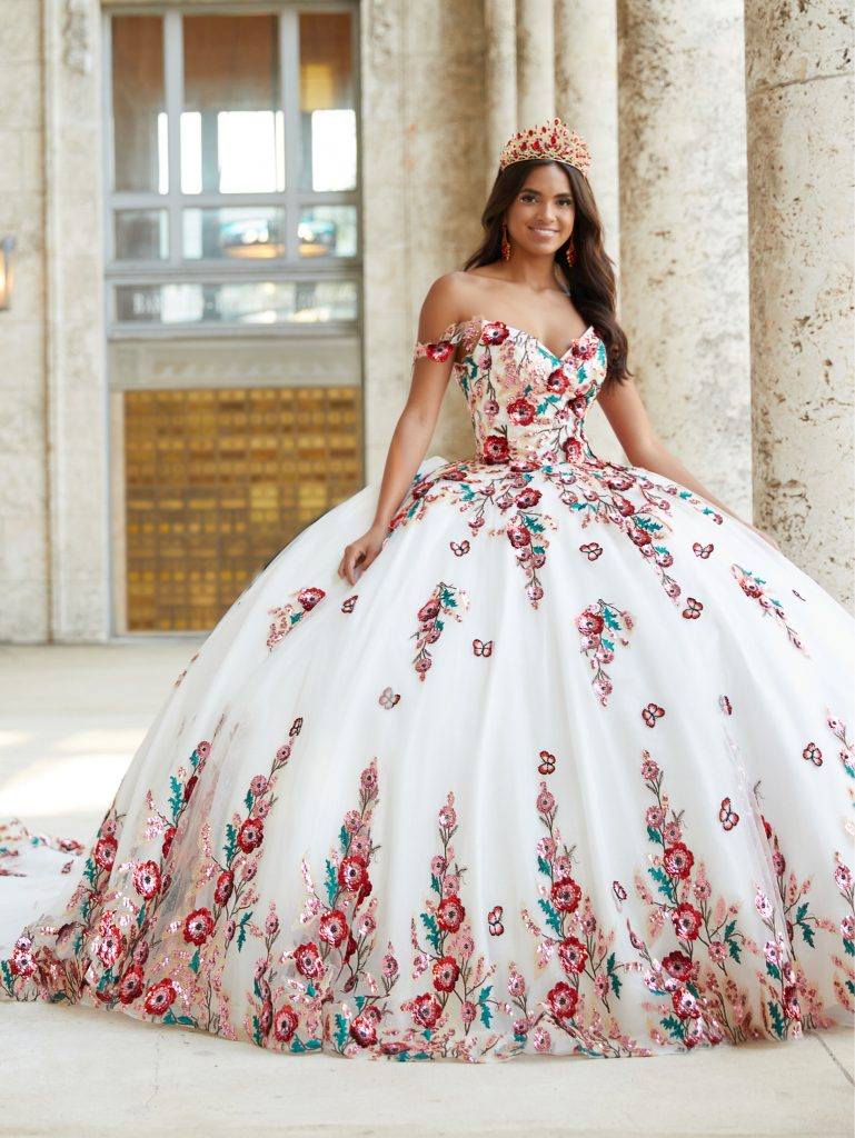 Lace Floral Regalia Quinceanera Ball Gown
