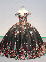 Lace Floral Regalia Quinceanera Ball Gown
