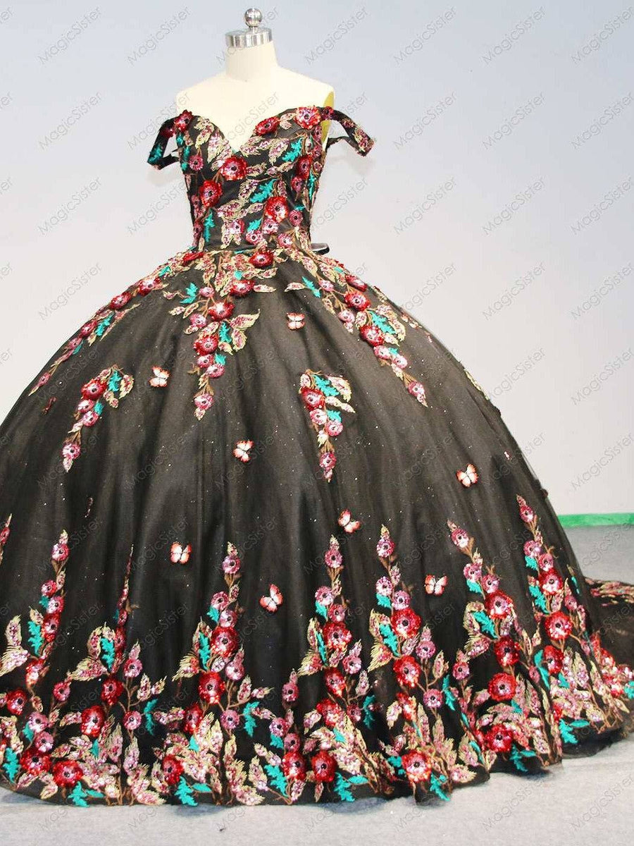 Lace Floral Regalia Quinceanera Ball Gown