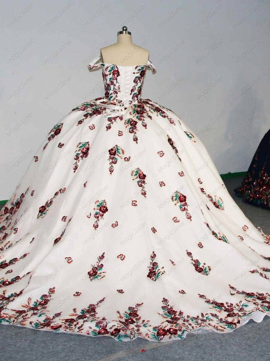 Lace Floral Regalia Quinceanera Ball Gown