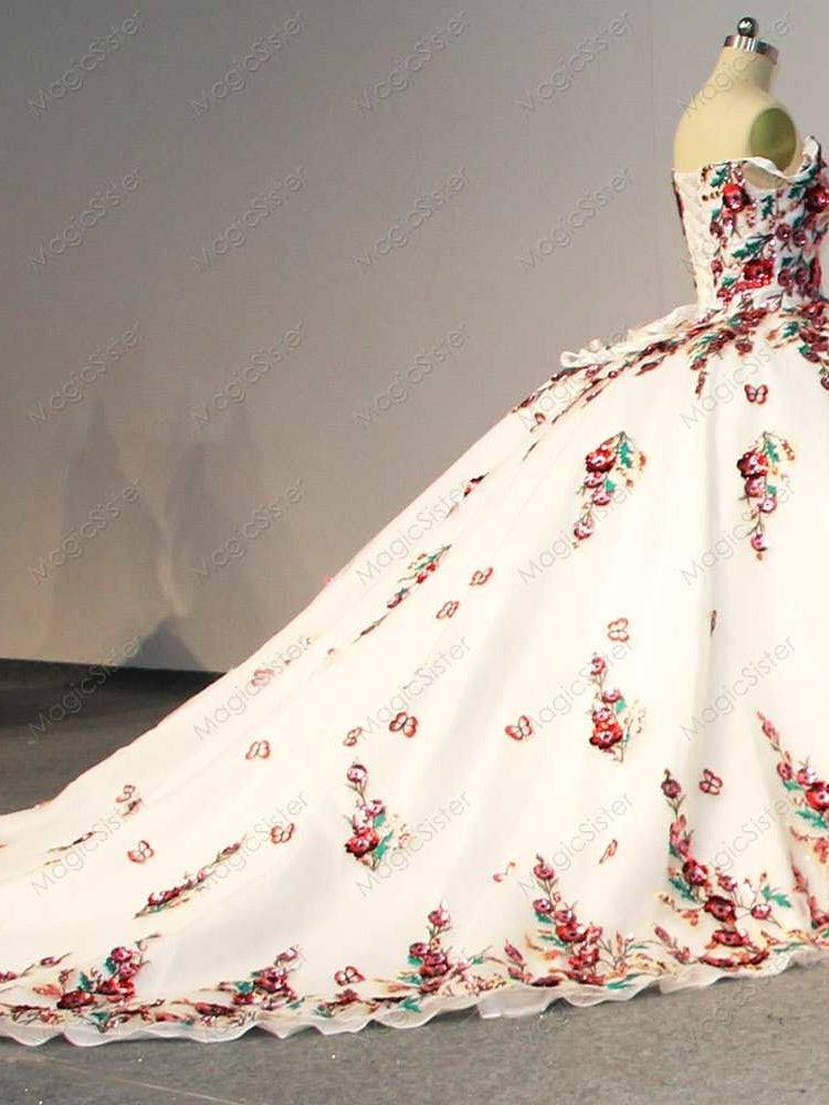 Lace Floral Regalia Quinceanera Ball Gown