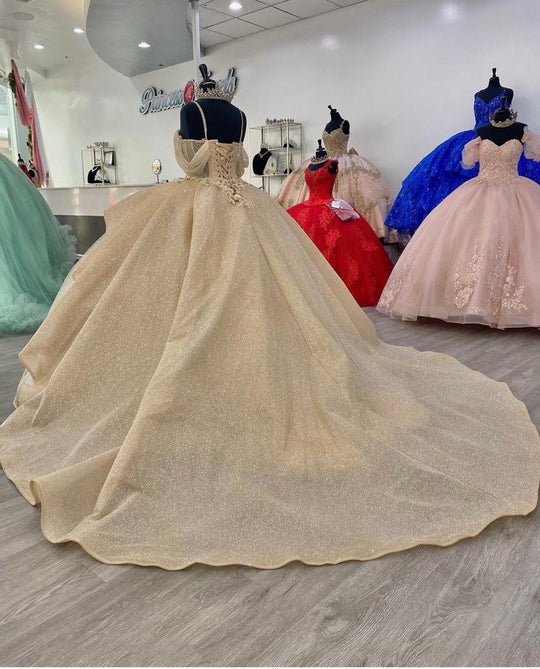Tulle Sparkling Layered Quinceanera Ball Gown