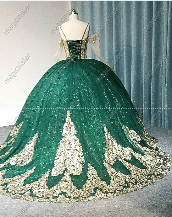 Embellished Long Train Quinceanera Ball Gown