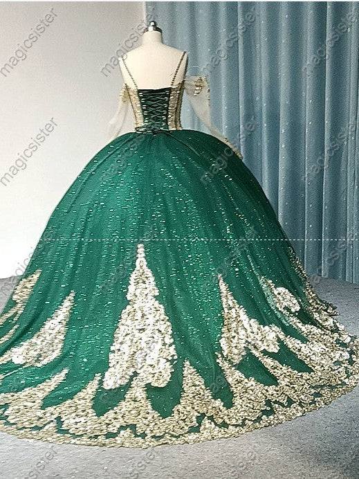 Embellished Long Train Quinceanera Ball Gown