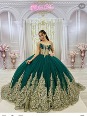 Embellished Long Train Quinceanera Ball Gown