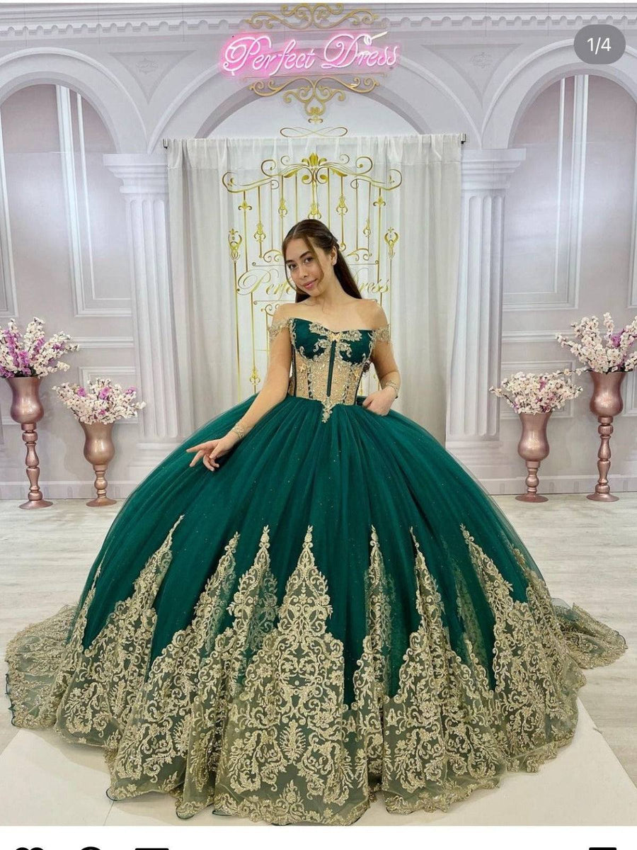 Embellished Long Train Quinceanera Ball Gown