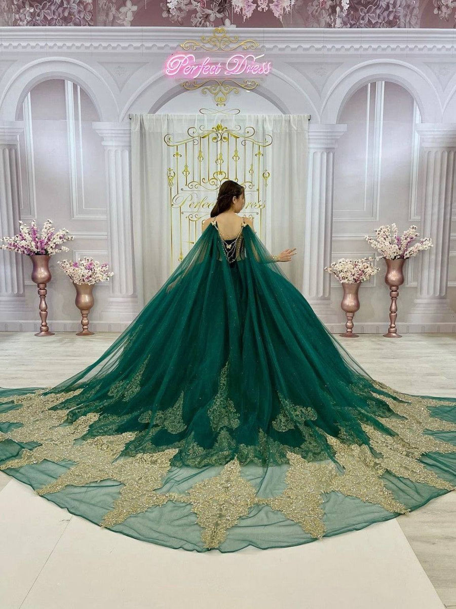 Embellished Long Train Quinceanera Ball Gown