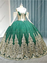 Embellished Long Train Quinceanera Ball Gown