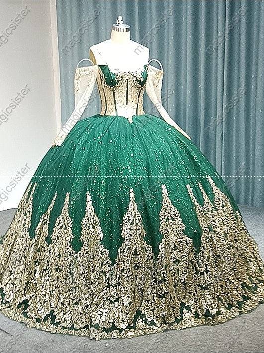 Embellished Long Train Quinceanera Ball Gown