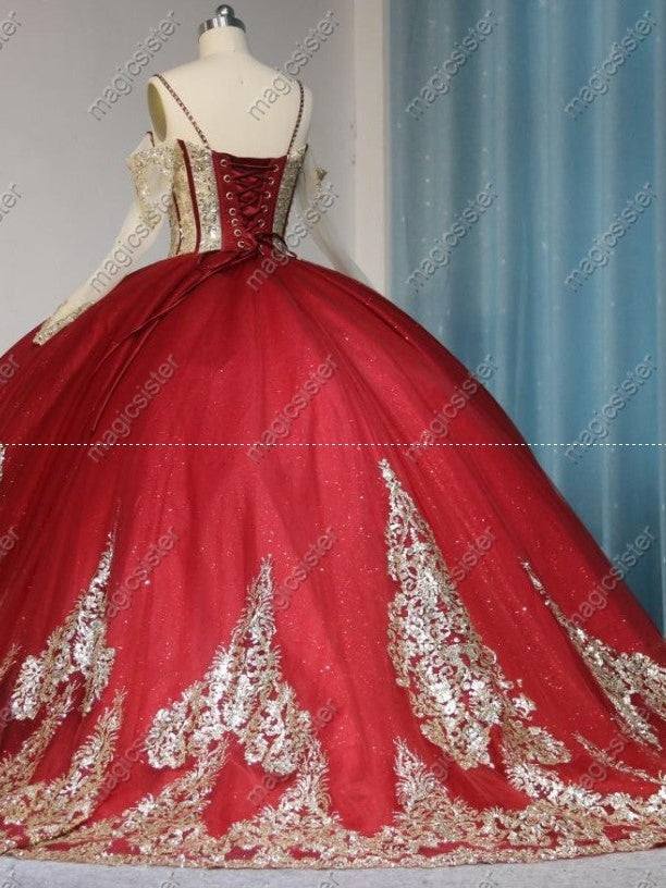 Embellished Long Train Quinceanera Ball Gown