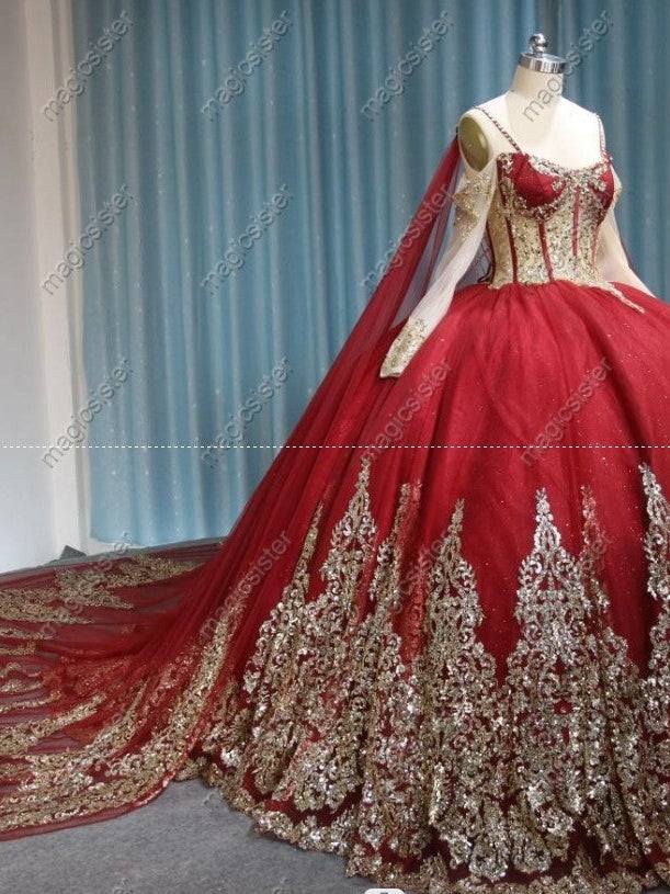 Embellished Long Train Quinceanera Ball Gown