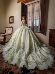 Elegant Flower Off The Shoulder Quinceanera Ball Gown