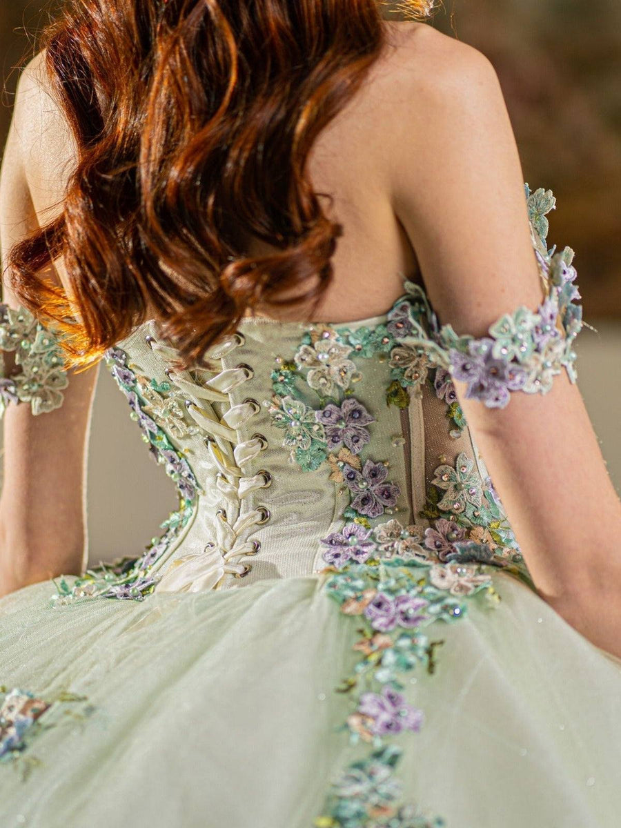 Elegant Flower Off The Shoulder Quinceanera Ball Gown