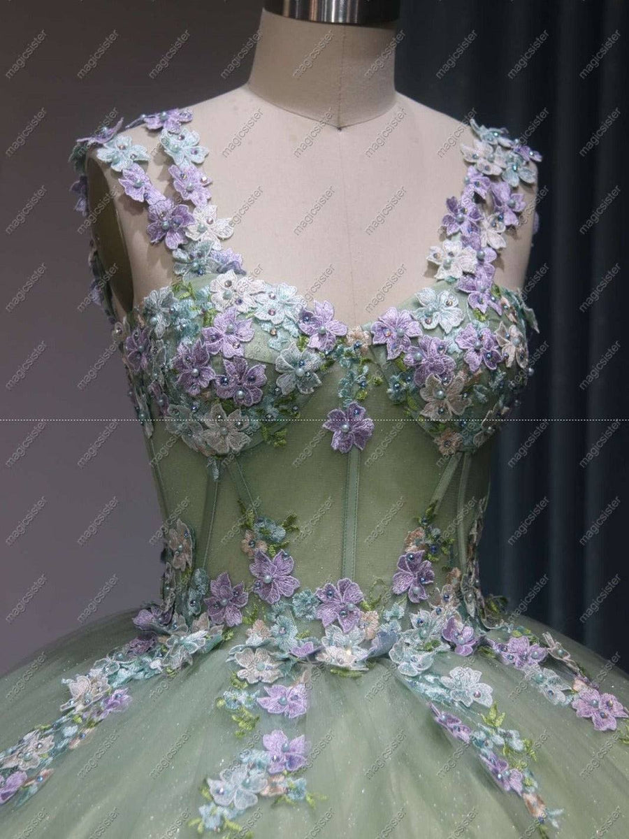 Elegant Flower Off The Shoulder Quinceanera Ball Gown