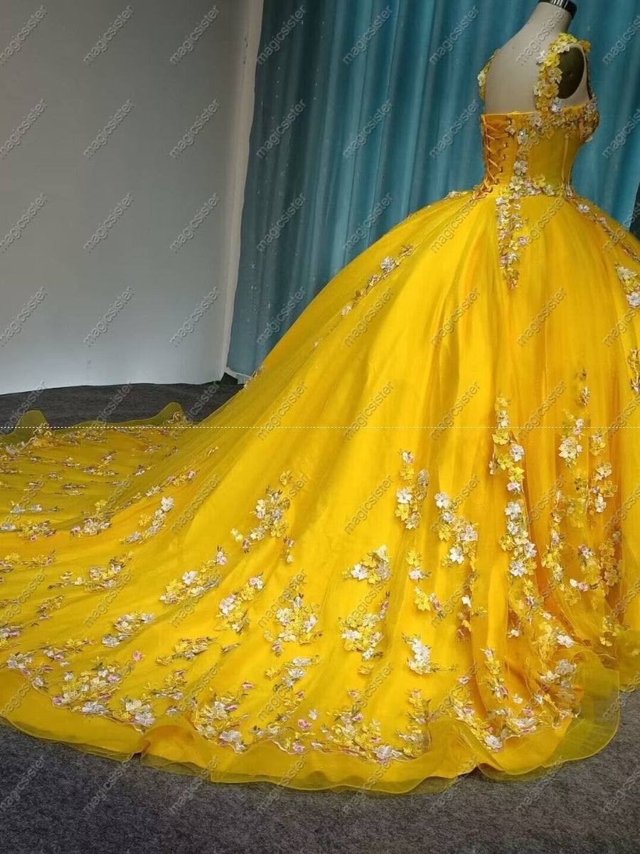 Elegant Flower Off The Shoulder Quinceanera Ball Gown