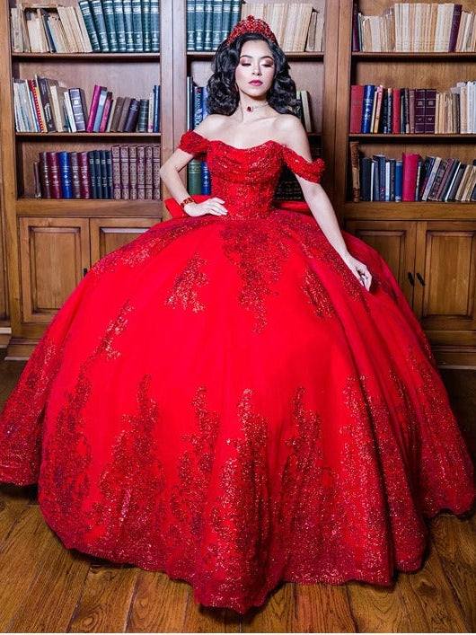 Floral Off The Shoulder XIV Lace Charro Quinceanera Ball Gown