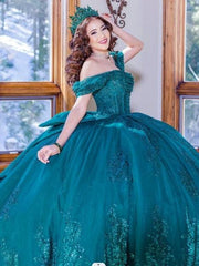 Floral Off The Shoulder XIV Lace Charro Quinceanera Ball Gown