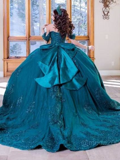 Floral Off The Shoulder XIV Lace Charro Quinceanera Ball Gown