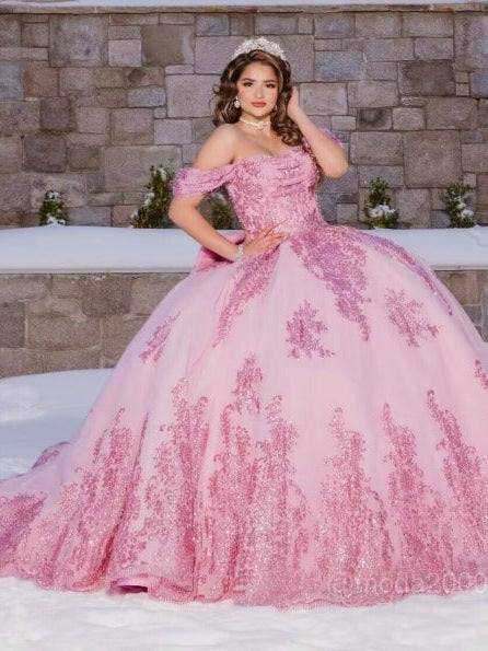 Floral Off The Shoulder XIV Lace Charro Quinceanera Ball Gown