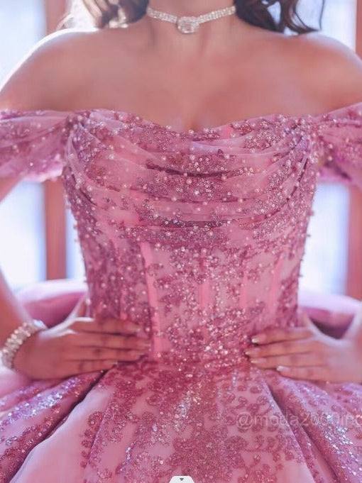 Floral Off The Shoulder XIV Lace Charro Quinceanera Ball Gown