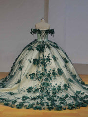 Flower Tulle Quinceanera Ball Gown