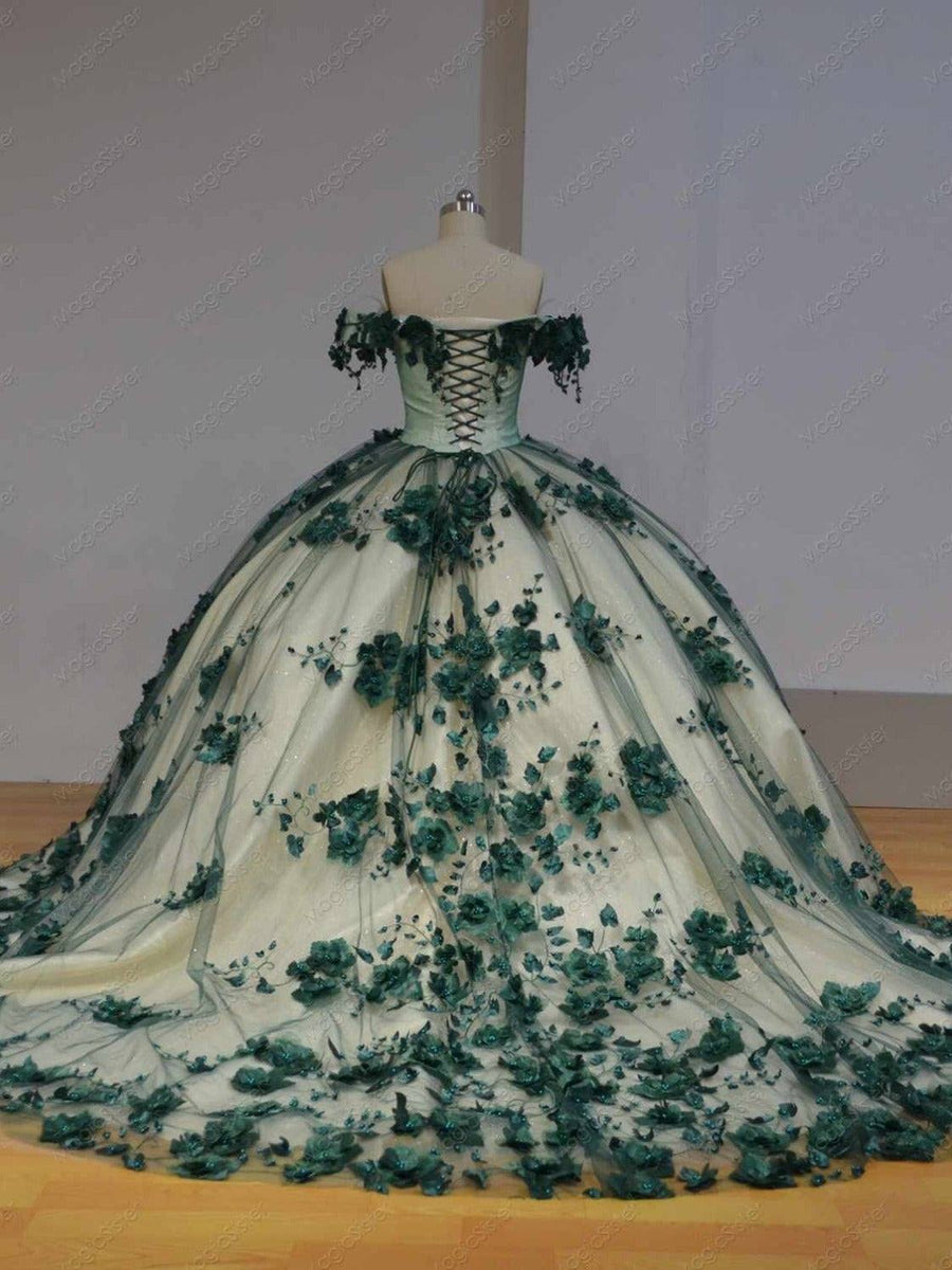 Flower Tulle Quinceanera Ball Gown