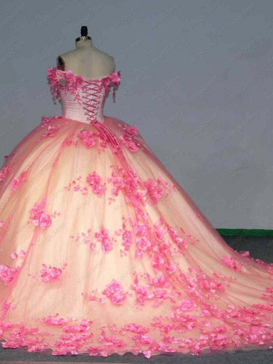 Flower Tulle Quinceanera Ball Gown