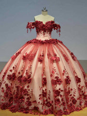 Flower Tulle Quinceanera Ball Gown