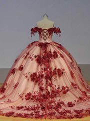 Flower Tulle Quinceanera Ball Gown