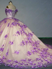 Flower Tulle Quinceanera Ball Gown