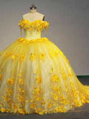Flower Tulle Quinceanera Ball Gown
