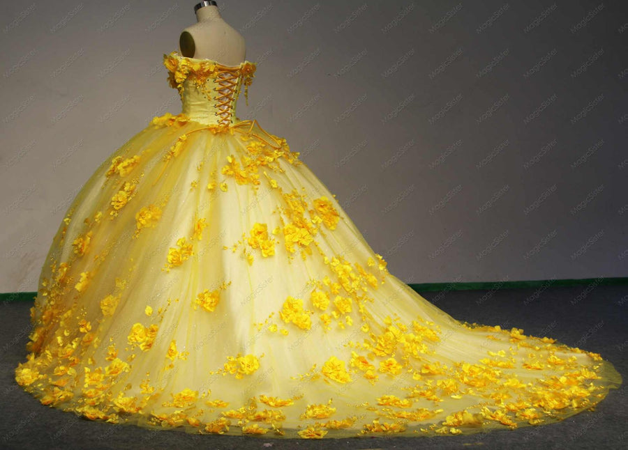 Flower Tulle Quinceanera Ball Gown