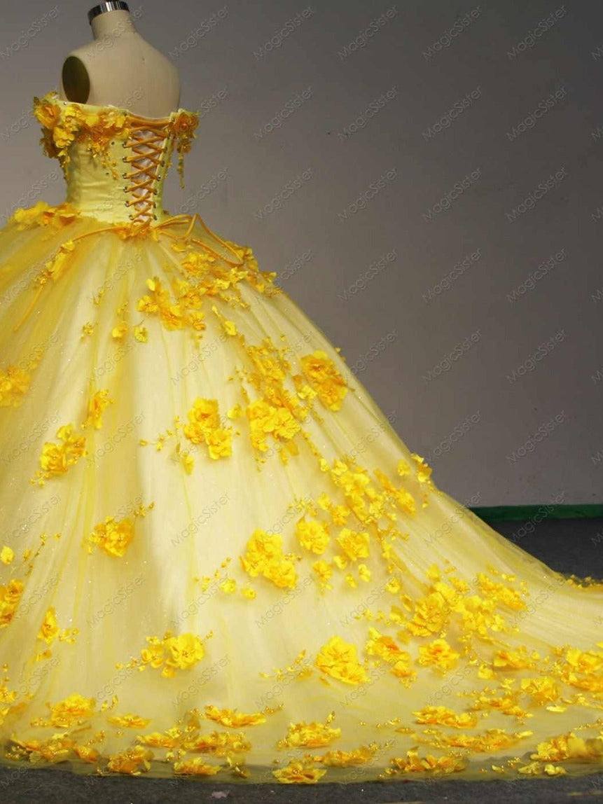 Flower Tulle Quinceanera Ball Gown