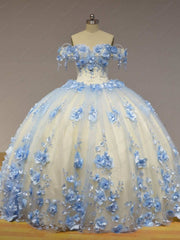 Flower Tulle Quinceanera Ball Gown