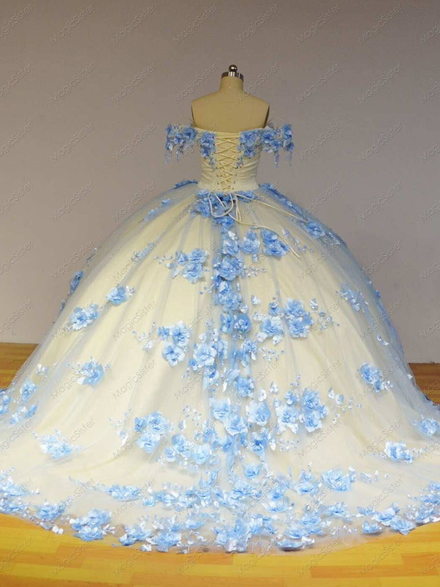 Flower Tulle Quinceanera Ball Gown