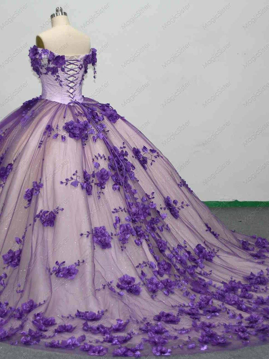 Flower Tulle Quinceanera Ball Gown