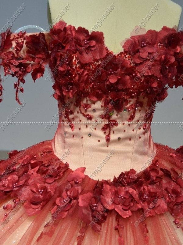 Flower Tulle Quinceanera Ball Gown