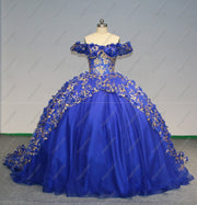 Floral Tulle Layered Reverse-V Skirt Quinceanera Ball Gown
