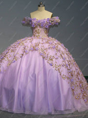 Floral Tulle Layered Reverse-V Skirt Quinceanera Ball Gown