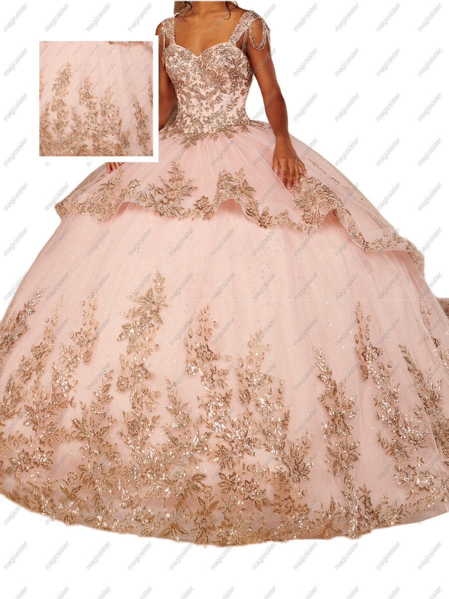 Sweetheart Embroidered Layered Quinceanera Ball Gown