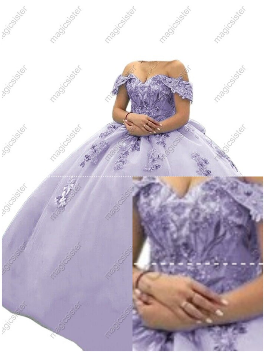Off The Shoulder Floral Embroidered Quinceanera Ball Gown