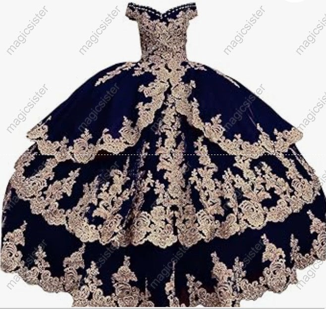 Embroidered Charro Layered Quinceanera Ball Gown