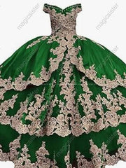 Embroidered Charro Layered Quinceanera Ball Gown