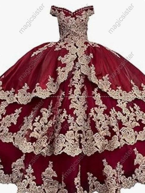 Embroidered Charro Layered Quinceanera Ball Gown