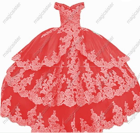 Embroidered Charro Layered Quinceanera Ball Gown