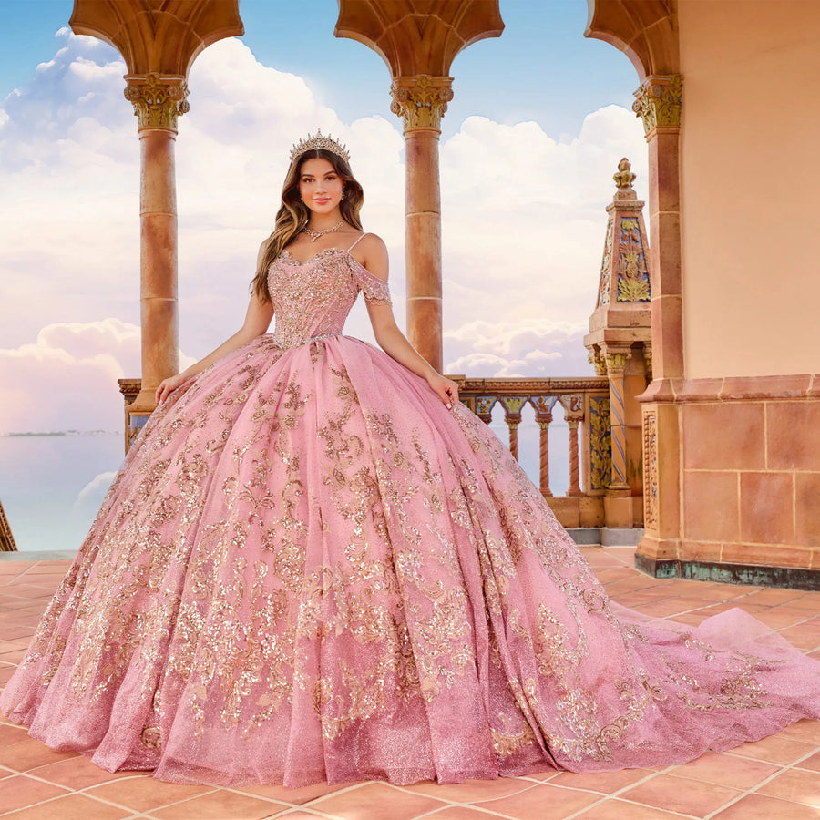 Stunning Embellished Long Train Sleeveless Quinceanera Dress